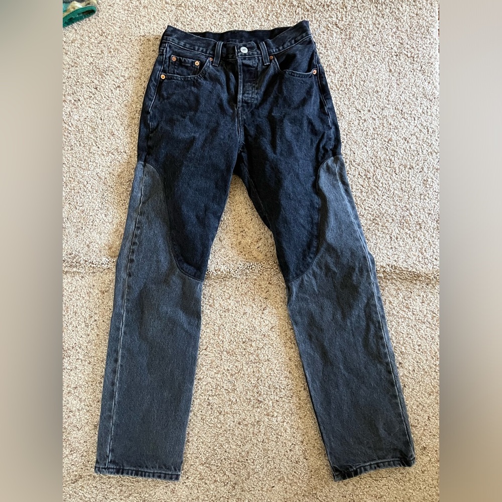 Levi Strauss & Co original 501 black straight color block denim chaps